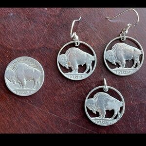 Buffalo Nickel Die Cut Earrings & Pendant